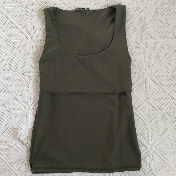 Zara Wide Strap Polyamide Tank Top Size Medium In Green - Picture 7 of 8